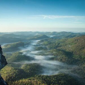 The "Nose End" of Whiteside Mountain looking over Whiteside Cove