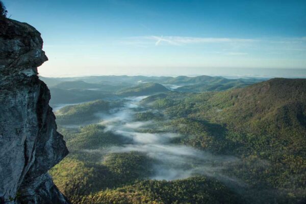 The "Nose End" of Whiteside Mountain looking over Whiteside Cove